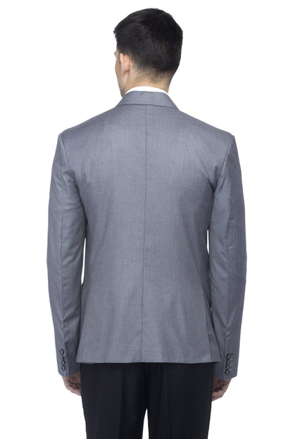 FAVOROSKI Designer Men's Slim Fit Notched Lapel Single Breasted Solid Blazer, Grey (FAVBL161114-GREY-4XL) 