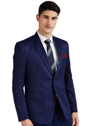 FAVOROSKI Designer Men's Slim Fit Notched Lapel Single Breasted Solid Blazer, Navy Blue (FAVBL161134-NBLUE-5XL) 