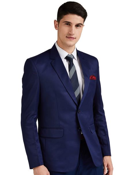 FAVOROSKI Designer Men's Slim Fit Notched Lapel Single Breasted Solid Blazer, Navy Blue (FAVBL161134-NBLUE-5XL) 