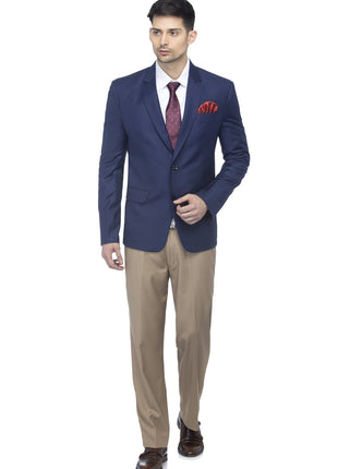 FAVOROSKI Designer Men's Slim Fit Notched Lapel Single Breasted Solid Blazer, Navy Blue (FAVBL161134-NBLUE-5XL) 