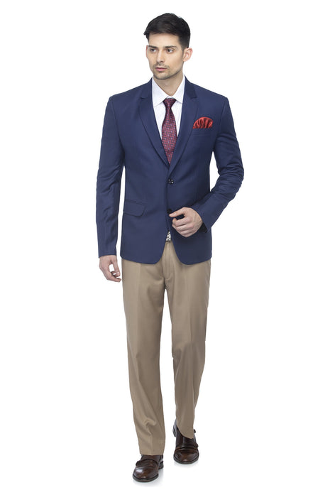 FAVOROSKI Designer Men's Slim Fit Notched Lapel Single Breasted Solid Blazer, Navy Blue (FAVBL161134-NBLUE-5XL) 