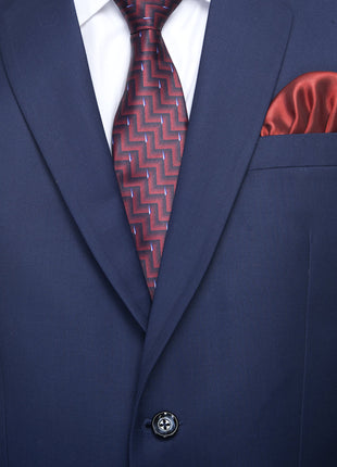 FAVOROSKI Designer Men's Slim Fit Notched Lapel Single Breasted Solid Blazer, Navy Blue (FAVBL161134-NBLUE-5XL) 