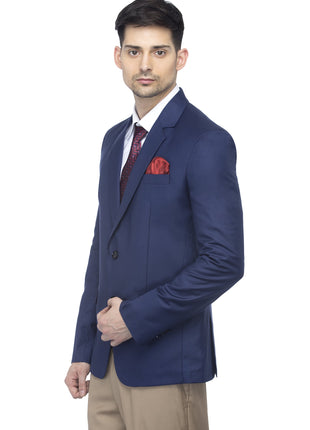FAVOROSKI Designer Men's Slim Fit Notched Lapel Single Breasted Solid Blazer, Navy Blue (FAVBL161134-NBLUE-5XL) 