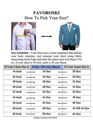 FAVOROSKI Designer Men's Slim Fit Notched Lapel Single Breasted Solid Blazer, Navy Blue (FAVBL161134-NBLUE-5XL) 