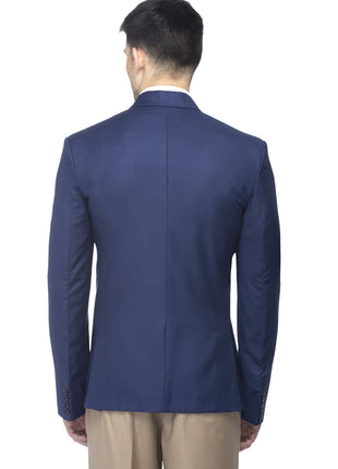 FAVOROSKI Designer Men's Slim Fit Notched Lapel Single Breasted Solid Blazer, Navy Blue (FAVBL161134-NBLUE-5XL) 