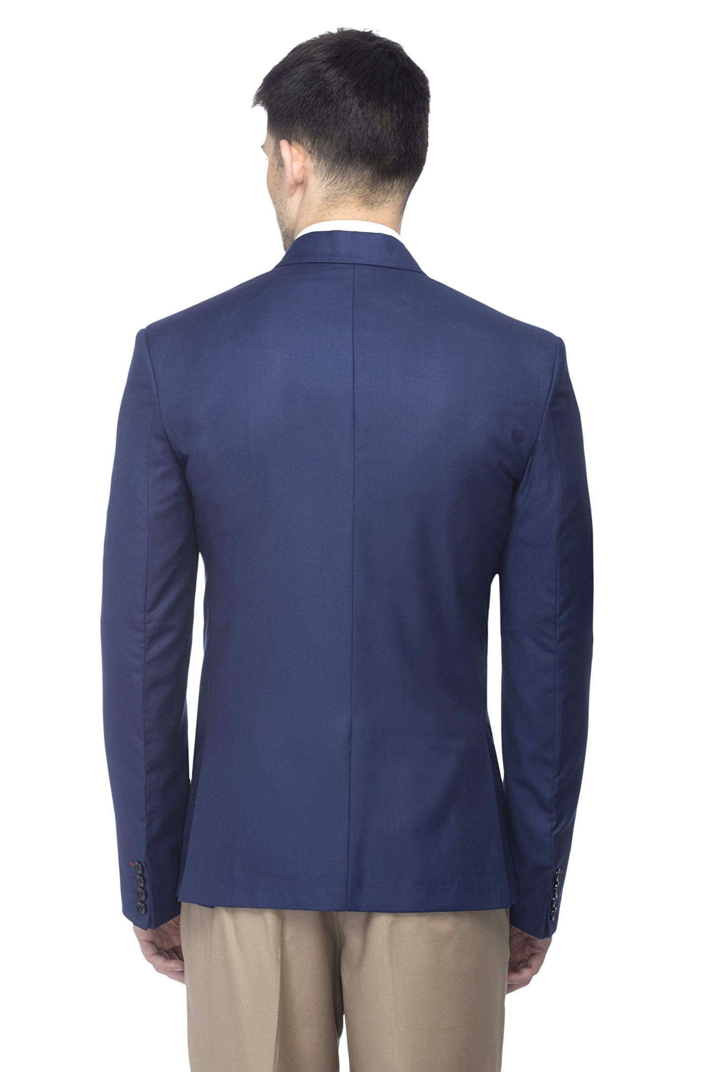 FAVOROSKI Designer Men's Slim Fit Notched Lapel Single Breasted Solid Blazer, Navy Blue (FAVBL161134-NBLUE-5XL) 