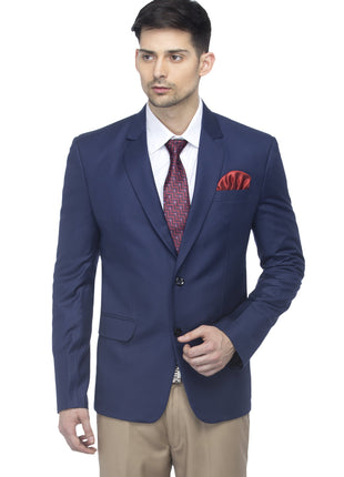 FAVOROSKI Designer Men's Slim Fit Notched Lapel Single Breasted Solid Blazer, Navy Blue (FAVBL161134-NBLUE-5XL) 