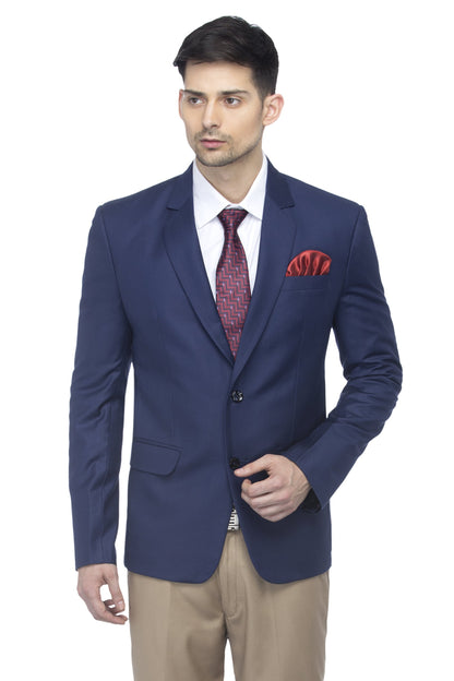 FAVOROSKI Designer Men's Slim Fit Notched Lapel Single Breasted Solid Blazer, Navy Blue (FAVBL161134-NBLUE-5XL) 