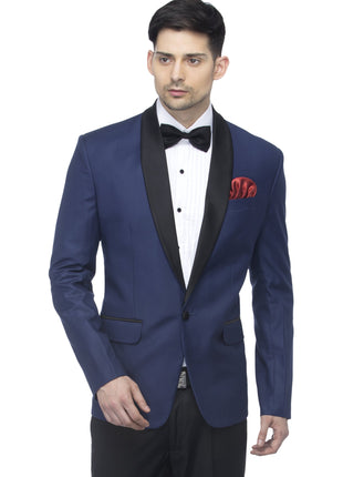 FAVOROSKI Designer Men's Slim Italian Fit Shawl Collar Tuxedo Suit Blazer (Navy Blue, 4XL) 