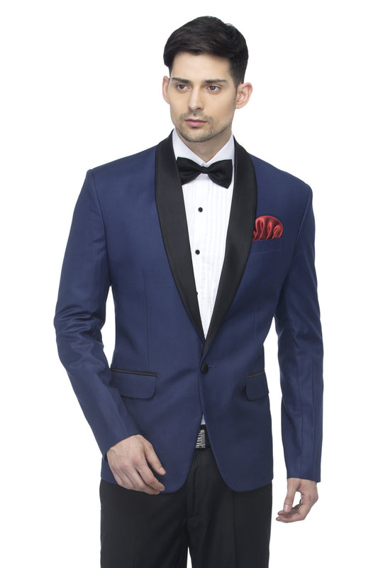FAVOROSKI Designer Men's Slim Italian Fit Shawl Collar Tuxedo Suit Blazer (Navy Blue, 4XL) 
