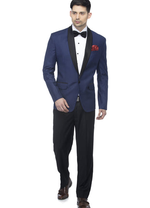 FAVOROSKI Designer Men's Slim Italian Fit Shawl Collar Tuxedo Suit Blazer (Navy Blue, 4XL) 
