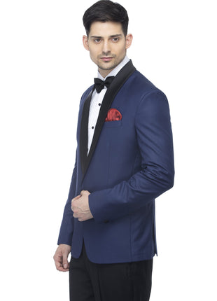 FAVOROSKI Designer Men's Slim Italian Fit Shawl Collar Tuxedo Suit Blazer (Navy Blue, 4XL) 