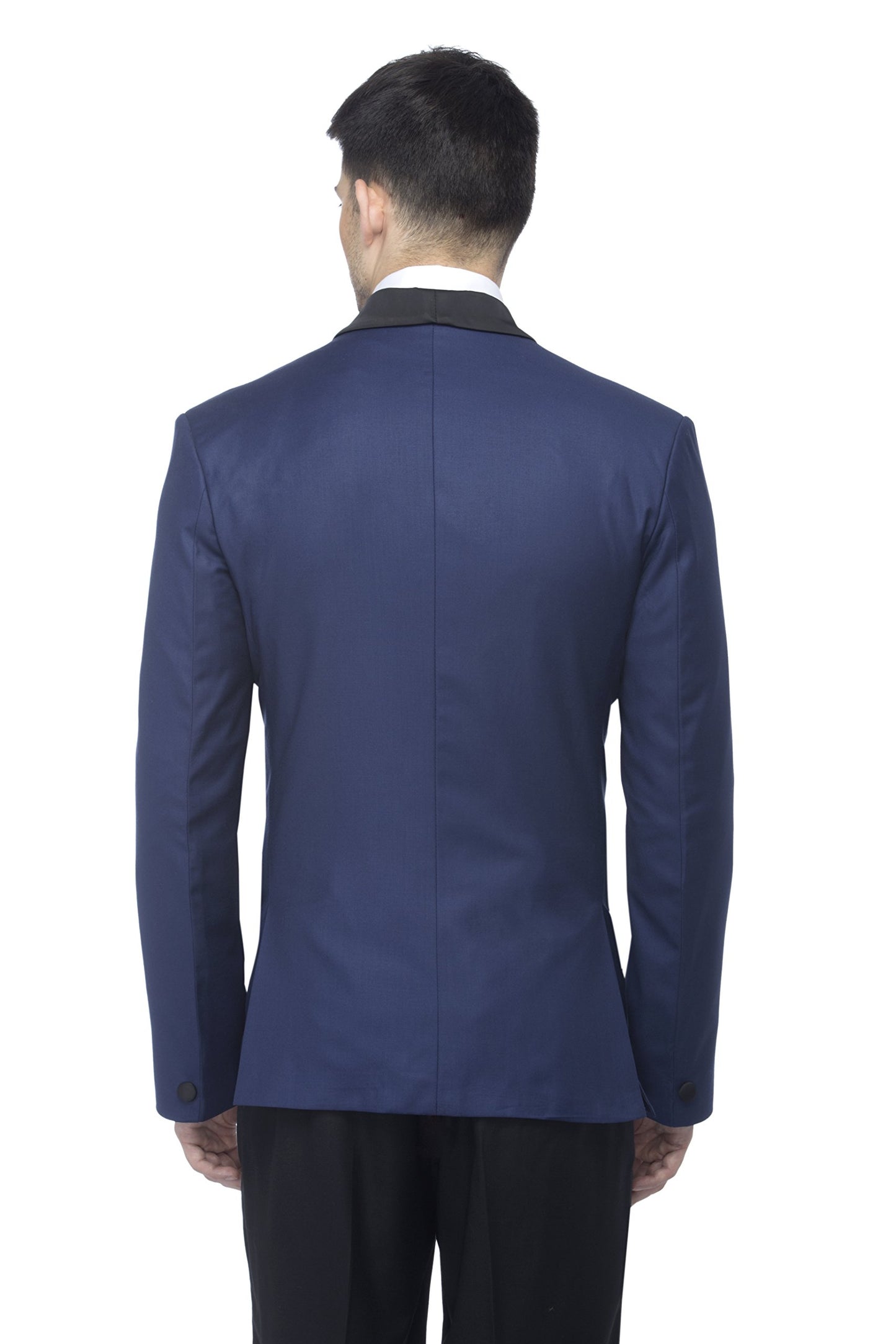 FAVOROSKI Designer Men's Slim Italian Fit Shawl Collar Tuxedo Suit Blazer (Navy Blue, 4XL) 