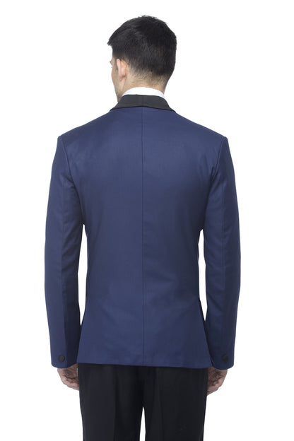 FAVOROSKI Designer Men's Slim Italian Fit Shawl Collar Tuxedo Suit Blazer (Navy Blue, 4XL) 