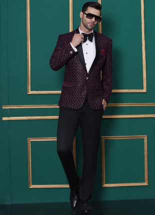 FAVOROSKI Wedding Sequence Blazer Suit for Men | Purple Coat for Men Blazer | Relaxed Fit Blazer for Men Wedding Party | Embroidered Velvet Blazer | Blazer Coat for Men Wedding Party 