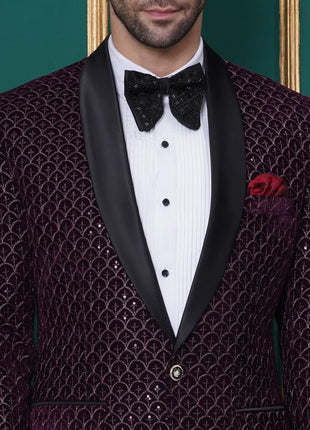 FAVOROSKI Wedding Sequence Blazer Suit for Men | Purple Coat for Men Blazer | Relaxed Fit Blazer for Men Wedding Party | Embroidered Velvet Blazer | Blazer Coat for Men Wedding Party 