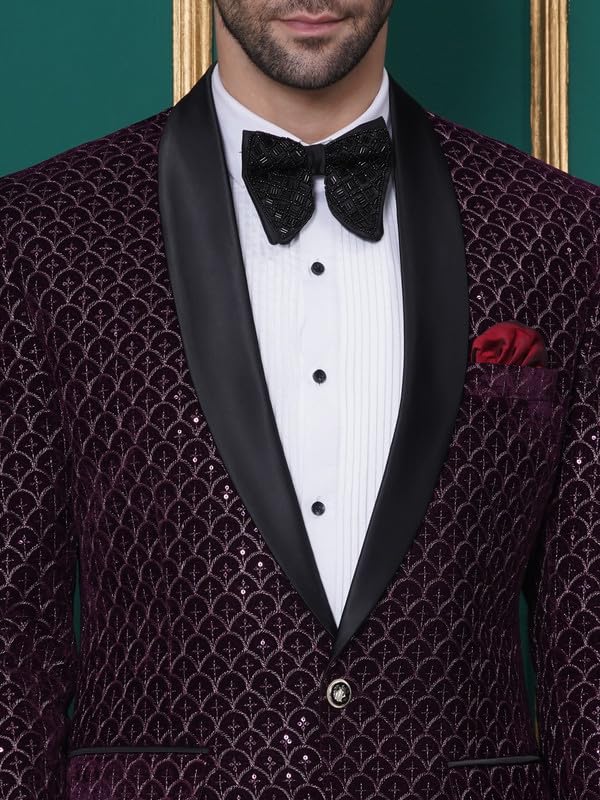 FAVOROSKI Wedding Sequence Blazer Suit for Men | Purple Coat for Men Blazer | Relaxed Fit Blazer for Men Wedding Party | Embroidered Velvet Blazer | Blazer Coat for Men Wedding Party 