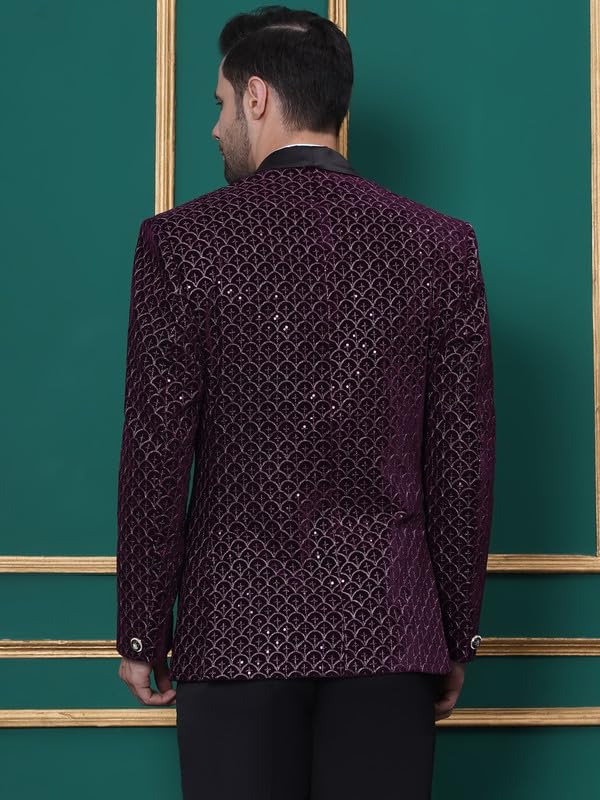 FAVOROSKI Wedding Sequence Blazer Suit for Men | Purple Coat for Men Blazer | Relaxed Fit Blazer for Men Wedding Party | Embroidered Velvet Blazer | Blazer Coat for Men Wedding Party 