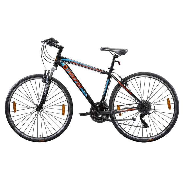 FIREFOX Athelio 700C 21 Speed Bicycle for Mens | Front Suspension | Alloy Frame | Alloy V Brake | 98% Assembled Cycle | Color - Black 