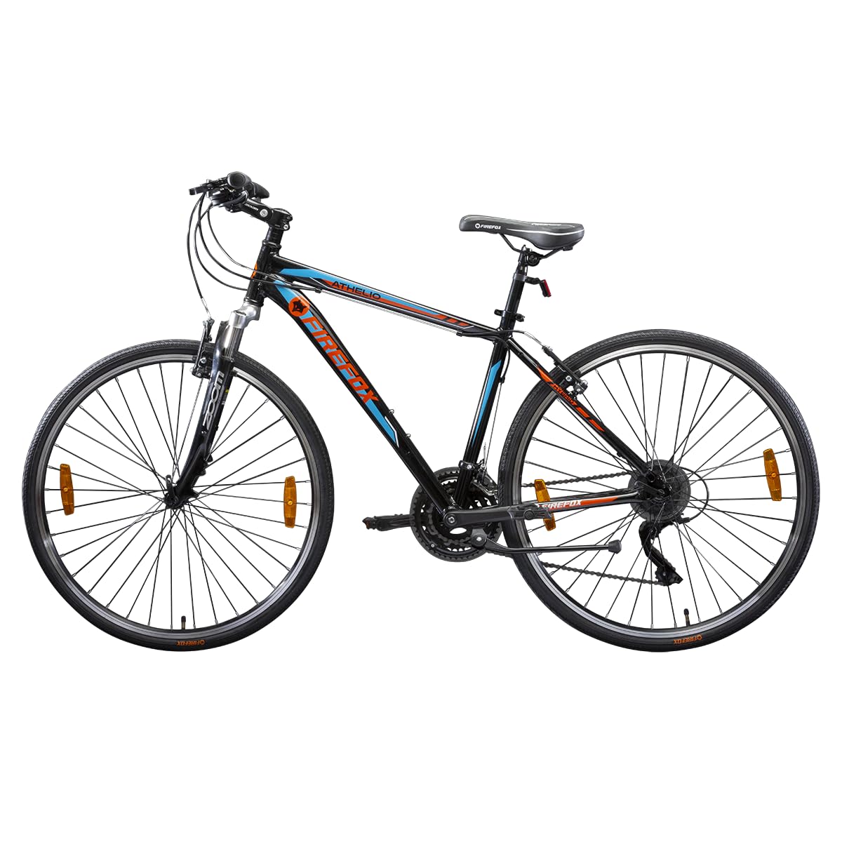 FIREFOX Athelio 700C 21 Speed Bicycle for Mens | Front Suspension | Alloy Frame | Alloy V Brake | 98% Assembled Cycle | Color - Black 