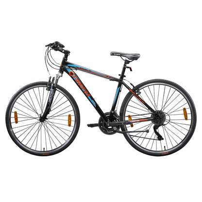 FIREFOX Athelio 700C 21 Speed Bicycle for Mens | Front Suspension | Alloy Frame | Alloy V Brake | 98% Assembled Cycle | Color - Black 