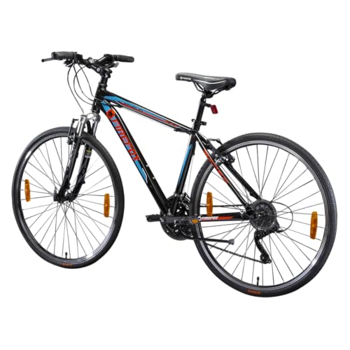 FIREFOX Athelio 700C 21 Speed Bicycle for Mens | Front Suspension | Alloy Frame | Alloy V Brake | 98% Assembled Cycle | Color - Black 