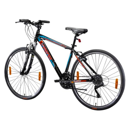 FIREFOX Athelio 700C 21 Speed Bicycle for Mens | Front Suspension | Alloy Frame | Alloy V Brake | 98% Assembled Cycle | Color - Black 