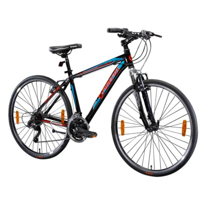 FIREFOX Athelio 700C 21 Speed Bicycle for Mens | Front Suspension | Alloy Frame | Alloy V Brake | 98% Assembled Cycle | Color - Black 