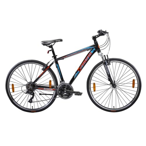 FIREFOX Athelio 700C 21 Speed Bicycle for Mens | Front Suspension | Alloy Frame | Alloy V Brake | 98% Assembled Cycle | Color - Black 