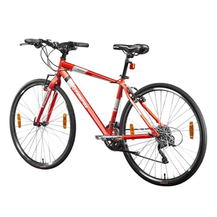 FIREFOX Rapide 700C 21 Gears Hybrid Bicycle for Mens | Red | Frame:18 Inches | 21 Speed | 98% Assembled Cycle 