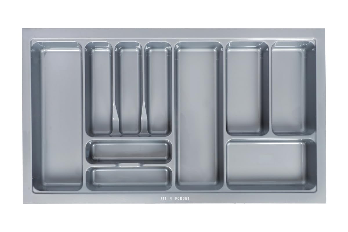 FIT N FORGET Heavy PVC Cutlery Tray, Modular Kitchen Basket Storage Organizer, Stylish Cosmetics Tray (32.5x19 Inch) - Polyvinyl Chloride, Grey 