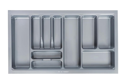 FIT N FORGET Heavy PVC Cutlery Tray, Modular Kitchen Basket Storage Organizer, Stylish Cosmetics Tray (32.5x19 Inch) - Polyvinyl Chloride, Grey 