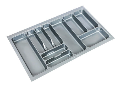 FIT N FORGET Heavy PVC Cutlery Tray, Modular Kitchen Basket Storage Organizer, Stylish Cosmetics Tray (32.5x19 Inch) - Polyvinyl Chloride, Grey 