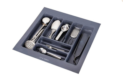 FIT N FORGET Polyvinyl Chloride Heavy Pvc Cutlery Tray,Modular Kitchen Basket Storage Organizer,Heavy Stylish Tray,Cutlery Tray For (21X19 Inchcosmetics, Grey) 