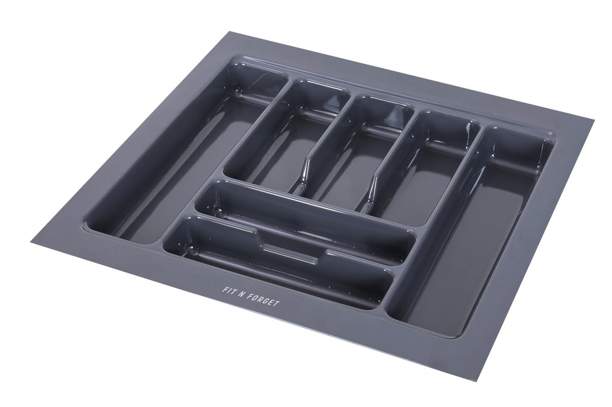 FIT N FORGET Polyvinyl Chloride Heavy Pvc Cutlery Tray,Modular Kitchen Basket Storage Organizer,Heavy Stylish Tray,Cutlery Tray For (21X19 Inchcosmetics, Grey) 