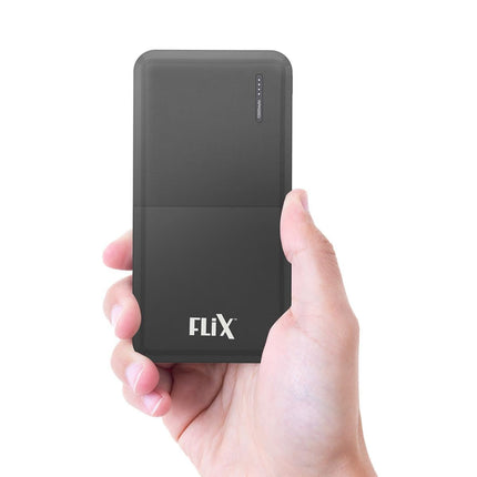 FLiX(Beetel) New Launch PowerXtreme 10,000mAh Slim Power Bank, USB C/Micro USB Input, Dual USB A Output, Compatible with iPhone 14 13 12 11 Samsung S22 S23 S21 Google Pixel 7 Oneplus (Black-P10) 