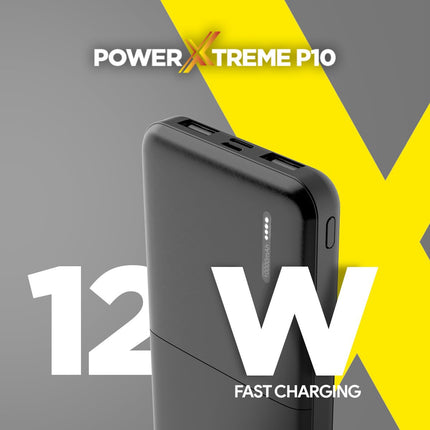 FLiX(Beetel) New Launch PowerXtreme 10,000mAh Slim Power Bank, USB C/Micro USB Input, Dual USB A Output, Compatible with iPhone 14 13 12 11 Samsung S22 S23 S21 Google Pixel 7 Oneplus (Black-P10) 