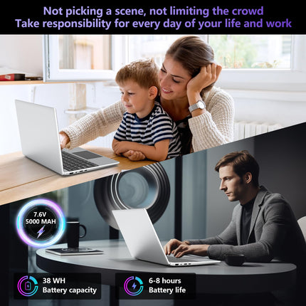 FOLINHAM 14.1 Inch Laptop PC, 8GB RAM 512GB SSD Windows 11 Pro Notebook Computer, FHD 1920x1080 Display, Celeron Processor Up to 2.8GHz, USB 3.0, Type-C, Mini-HDMI, 2.4/5G WiFi, BT4.2, 7.6V/5000mAh 