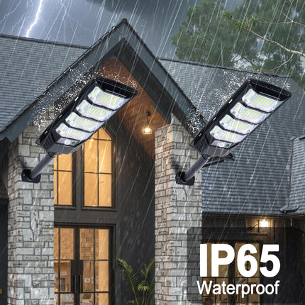 FOWSEEK Solar Lights Outdoor Waterproof, 2 Pack Solar Street Lights 12000 Lumen with Motion Sensor, Flood Security Light with Remote Control Dusk to Dawn Commercial Lighting for Yard Path 