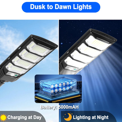 FOWSEEK Solar Lights Outdoor Waterproof, 2 Pack Solar Street Lights 12000 Lumen with Motion Sensor, Flood Security Light with Remote Control Dusk to Dawn Commercial Lighting for Yard Path 