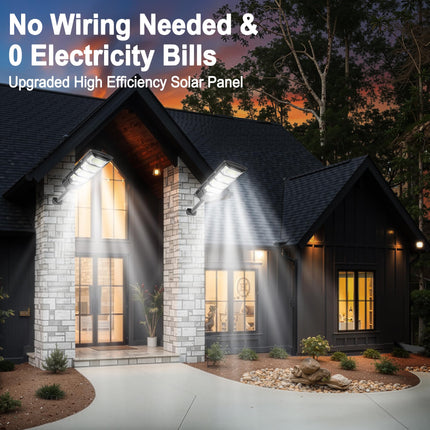 FOWSEEK Solar Lights Outdoor Waterproof, 2 Pack Solar Street Lights 12000 Lumen with Motion Sensor, Flood Security Light with Remote Control Dusk to Dawn Commercial Lighting for Yard Path 