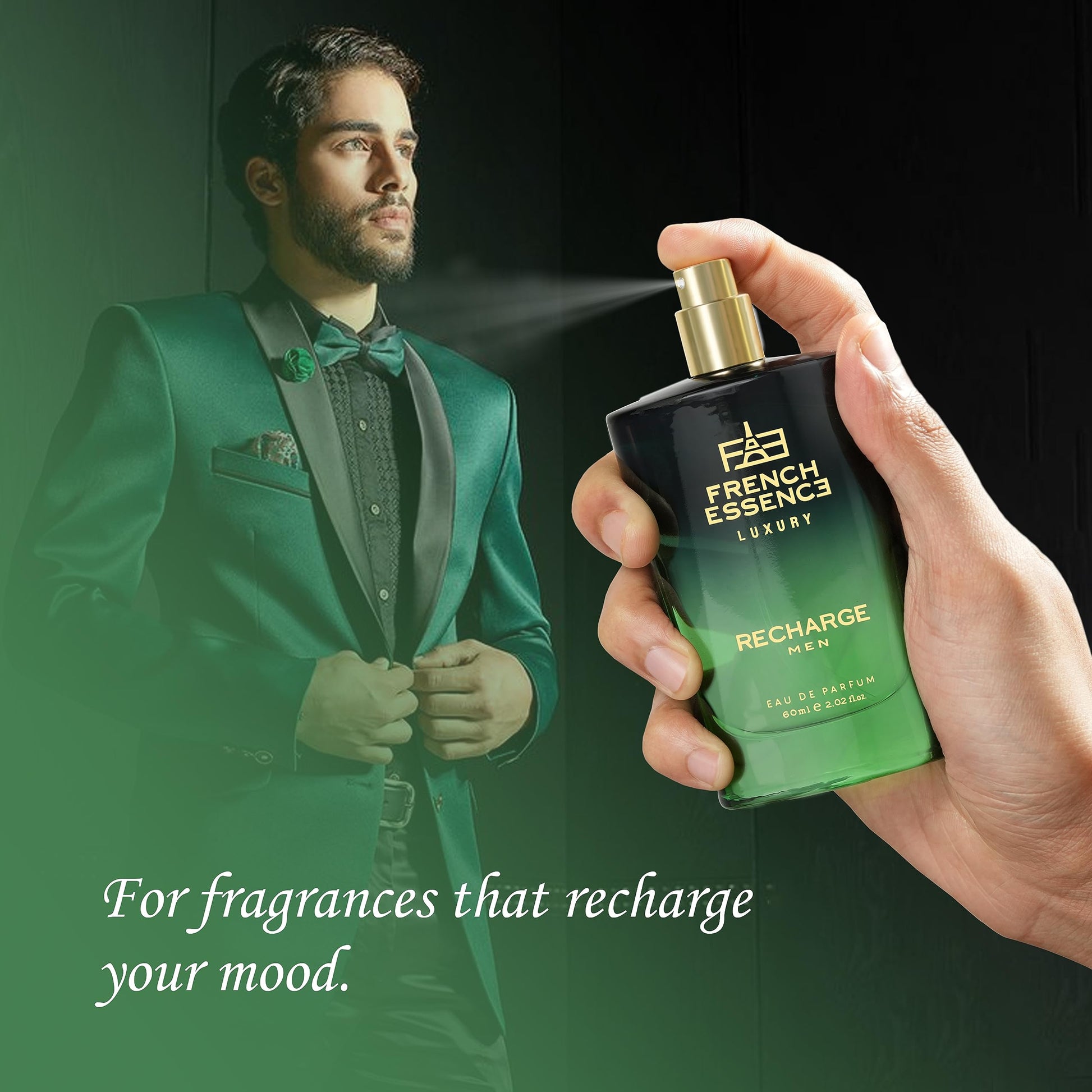 FRENCH ESSENCE Premium Aerosol Perfume For Men | Luxury Perfume | Eau De Parfum Set Long Lasting Smell, Gift Purpose, Fresh Scent (Recharge) 60 Ml Citrusy, Musk Edp 