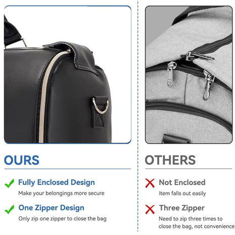 FUOCO Carry On Travel Bag, Large PU Leather Garment Duffle Bag for Women Men, Waterproof Convertible Garment Bags for Travel, 2 in 1 Hanging Suitcase Dress Suit Traveling Bag with 1 Year Warranty 