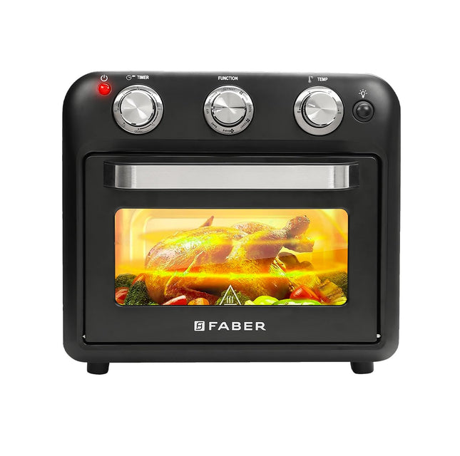 Faber 20 liter 1500 Watts Air Fryer Oven|Fry, Bake, Roast, Toast, Defrost, Grill, Reheat & Broil|85% Less Oil|Temperature & Timer Control, Preset Cooking Options, Convection Function, Auto-Off|(Black) 