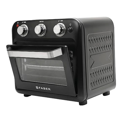 Faber 20 liter 1500 Watts Air Fryer Oven|Fry, Bake, Roast, Toast, Defrost, Grill, Reheat & Broil|85% Less Oil|Temperature & Timer Control, Preset Cooking Options, Convection Function, Auto-Off|(Black) 