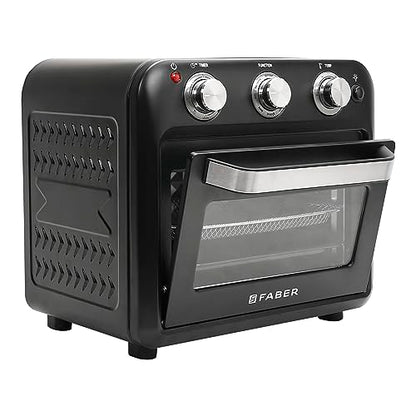 Faber 20 liter 1500 Watts Air Fryer Oven|Fry, Bake, Roast, Toast, Defrost, Grill, Reheat & Broil|85% Less Oil|Temperature & Timer Control, Preset Cooking Options, Convection Function, Auto-Off|(Black) 