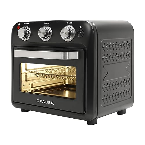 Faber 20 liter 1500 Watts Air Fryer Oven|Fry, Bake, Roast, Toast, Defrost, Grill, Reheat & Broil|85% Less Oil|Temperature & Timer Control, Preset Cooking Options, Convection Function, Auto-Off|(Black) 