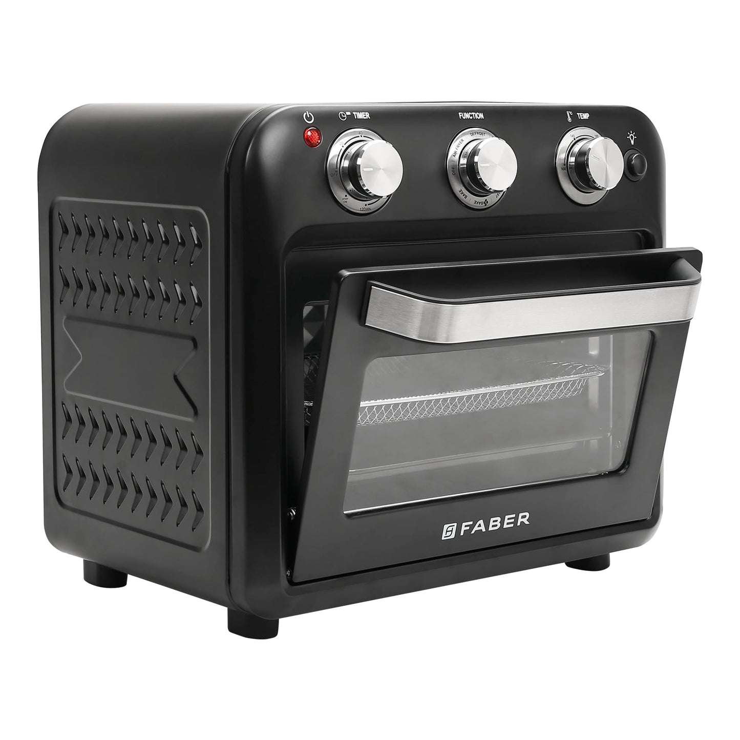 Faber 20 liter 1500 Watts Air Fryer Oven|Fry, Bake, Roast, Toast, Defrost, Grill, Reheat & Broil|85% Less Oil|Temperature & Timer Control, Preset Cooking Options, Convection Function, Auto-Off|(Black) 
