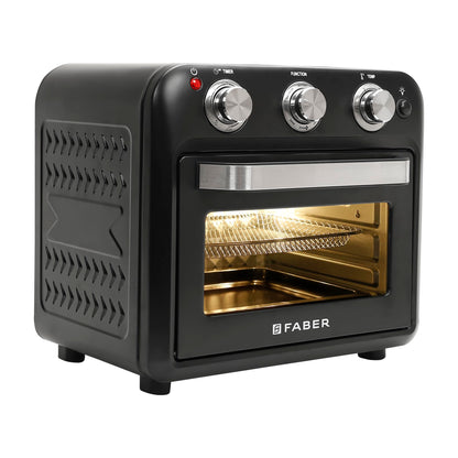 Faber 20 liter 1500 Watts Air Fryer Oven|Fry, Bake, Roast, Toast, Defrost, Grill, Reheat & Broil|85% Less Oil|Temperature & Timer Control, Preset Cooking Options, Convection Function, Auto-Off|(Black) 