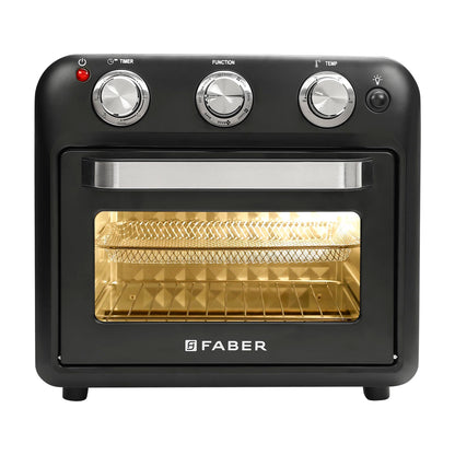 Faber 20 liter 1500 Watts Air Fryer Oven|Fry, Bake, Roast, Toast, Defrost, Grill, Reheat & Broil|85% Less Oil|Temperature & Timer Control, Preset Cooking Options, Convection Function, Auto-Off|(Black) 